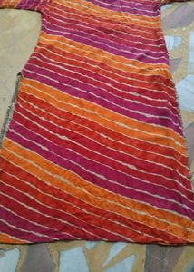 Colorful Striped Kurta with Embellished Neckline