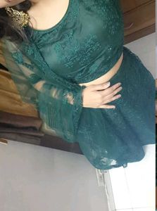 Emerald Green Lace Lehenga Choli