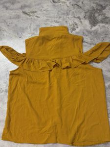 Mustard Cold Shoulder Ruffled Top