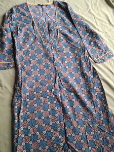 Blue Geometric Print Cotton Kurta