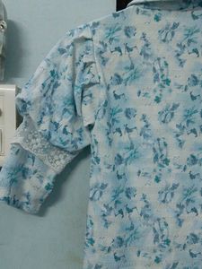 Vintage Light Blue Floral Button-Up Shirt