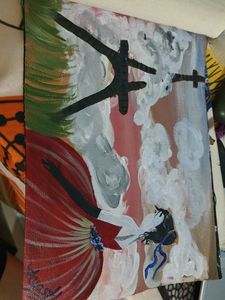 Abstract Tree Sunset Painting camvas book