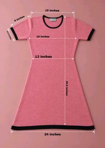 PINK A-LINE DRESS WITH BLACK CONTRAST TRIM