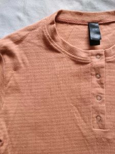 Peach Striped Long Sleeve Top