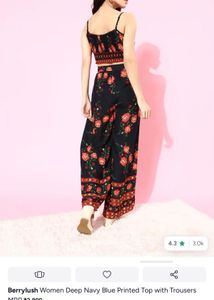 Floral Print Crop Top &amp; Trouser Set