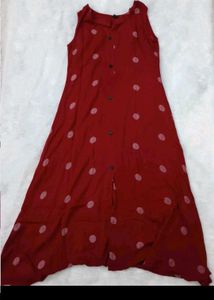 Maroon Polka Dot Kurta Set