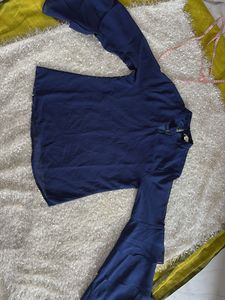 Chic Navy Bell Sleeve Top