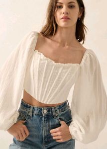 Croset Top with Puff Sleeves