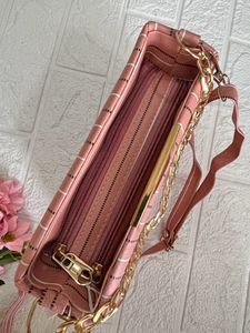 Peach stripped box sling bag