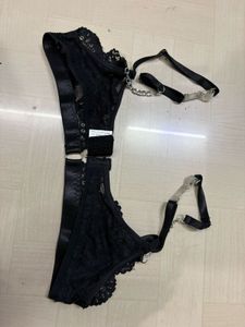 unused Lace Bra &amp; Thong Set with Chain Detail