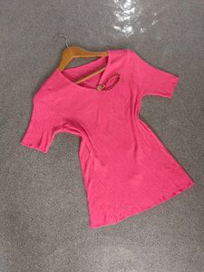Pink Ribbed Knit Top