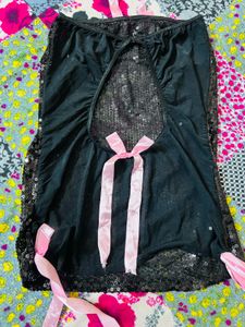 Sparkly Sequin Black Blouse with Bow Detail