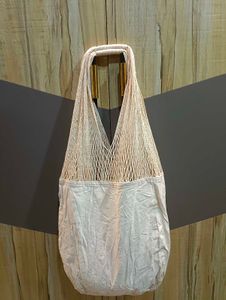Chic Mesh and Cotton Tote Bag