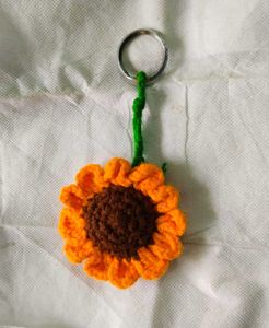 Handmade Crochet Sunflower Keychain