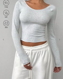 Light Grey Crop Fitted Sleeve Top