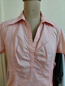 Chic Pink Short Sleeve Blouse