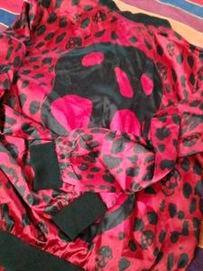 Alexander MqueenRed Leopard Print Bomber Jacket