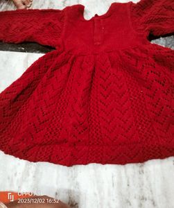 Beautiful Party Wear Woolen Kids Frock