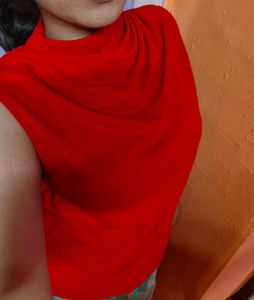 Chic Red Mock Neck Top