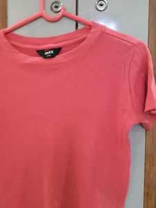MAX Pink Coral Ribbed Cropped Top
