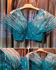 Teal Sequin Embellished Blouse