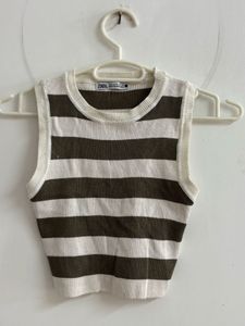 Striped Sleeveless Knit Top
