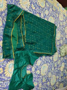 Green Saree with Stitched Blouse 💚