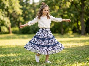 Navy blue lace skirt for 10 year old