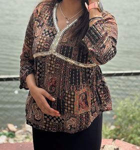 Boho Print Peplum Kurta Top