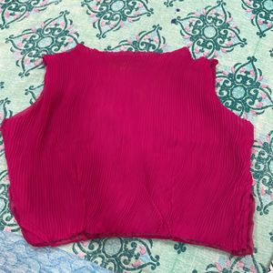 pink pleated saree With Blouse