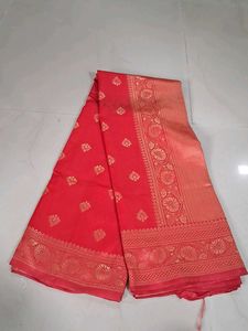 Beautiful Red Saree with Golden Border