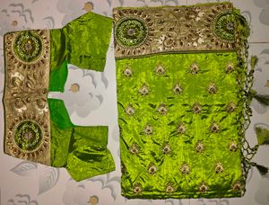 Embroidered Silk Saree with Blouse Piece
