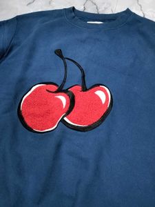 Blue Cherry embroidery  Sweatshirt