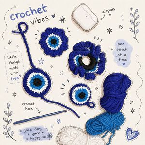evil eye rakhi keychain rubber scrunchie