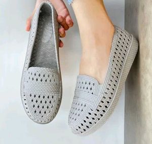 Stylish Grey Cutout Loafers