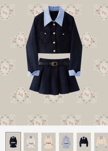 KOREAN PATCHWORK NAVY JACKET SET UP
