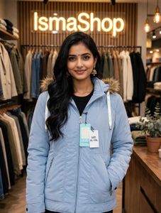 Stylish Light Blue Puffer Jacket