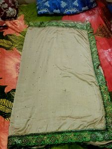 Creame Color And Green Saree