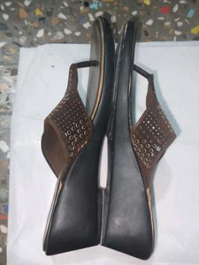 Sparkly Brown Wedge Sandals