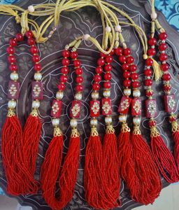 Vibrant Red Beaded Tassel Necklaces