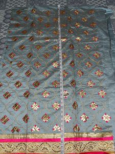 Embroidered Teal Silk Suit