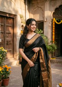 Elegant Black Saree with Blouse
