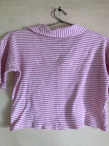 Cute Stripped Pink Crop Top