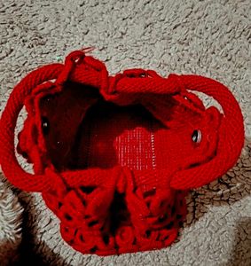 Handmade Red Crochet Handbag
