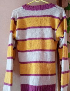 Striped V-Neck Knit Sweater