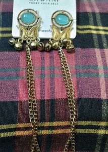 Dhwani Dangle Earrings with Blue Stone