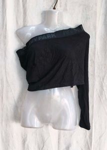 IVY PARK Black One-Shoulder Crop Top
