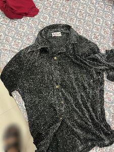 Sparkly Black shirt with Rhinestone Detail