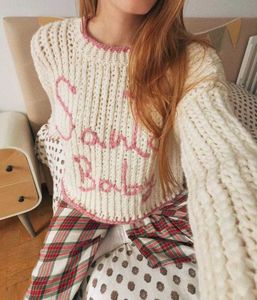 Cream Knit "Santa Baby" Sweater