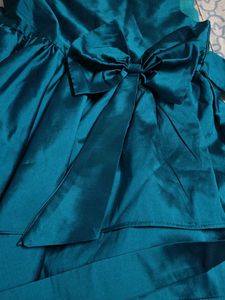 Beautiful Teal Gown with Bow Detail